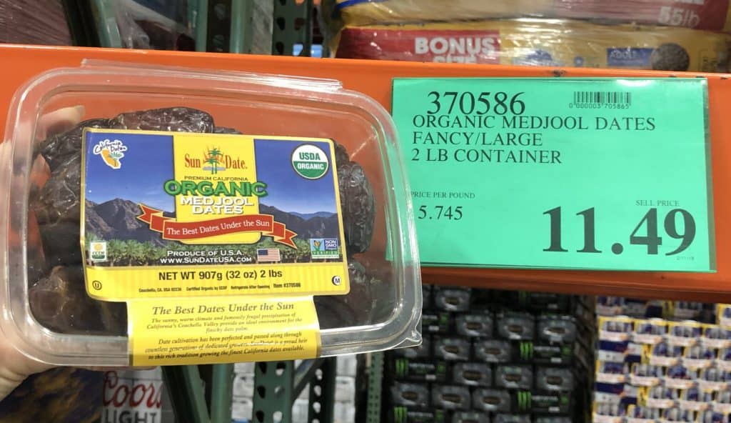 Organic Medjool Dates from Costco for $11.49 32 ounce package.